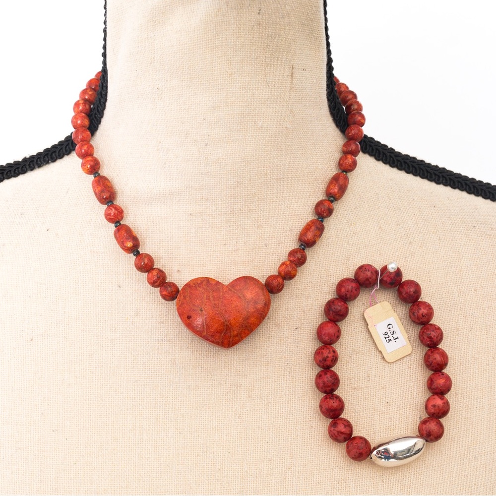 Red jasper gemstone jewelry set southwestern vibe necklace & bracelet set GSJ